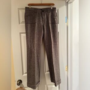 Banana Republic size 6 brown tweed lined cuffed pants, low rise